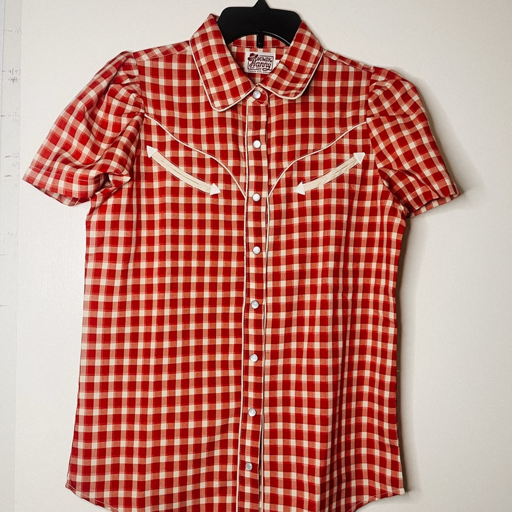 Red Plaid Short Sleeve Western Shirt Howdy Hanny
